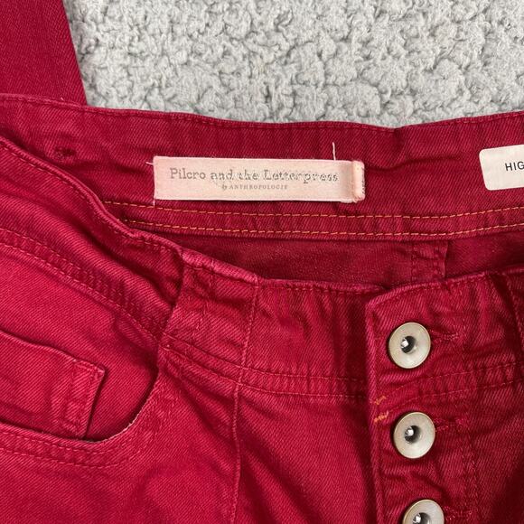 Pilcro and the Letterpress Anthropologie High Rise Skinny Button Fly Pants 29 - Picture 2 of 10